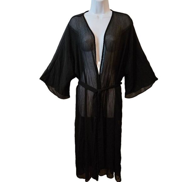 🌹No Boundaries Black Sheer Kimono sz L/XL - Picture 1 of 5